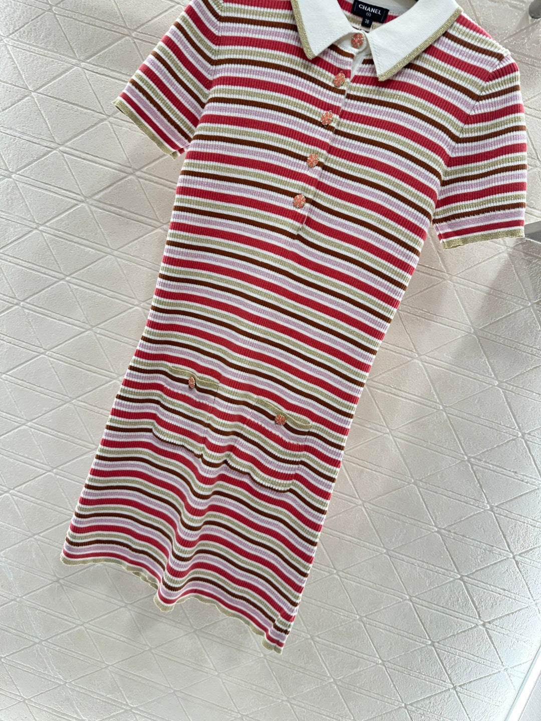 Striped Collared Knit Dress