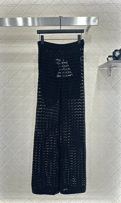 Openwork Knit Wide-Leg Trousers