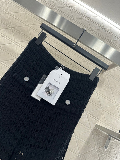 Openwork Knit Wide-Leg Trousers