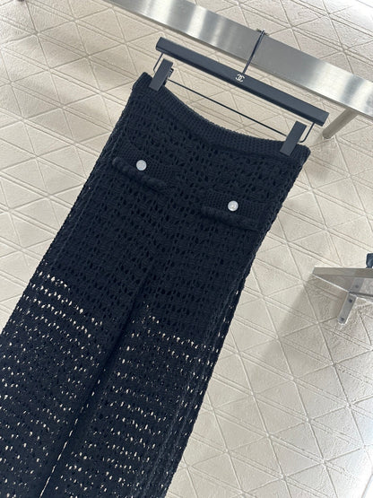 Openwork Knit Wide-Leg Trousers