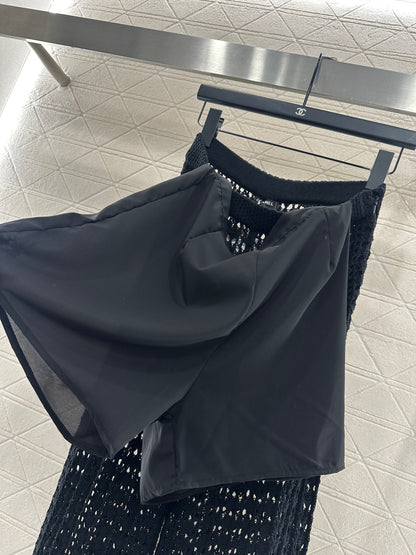 Openwork Knit Wide-Leg Trousers