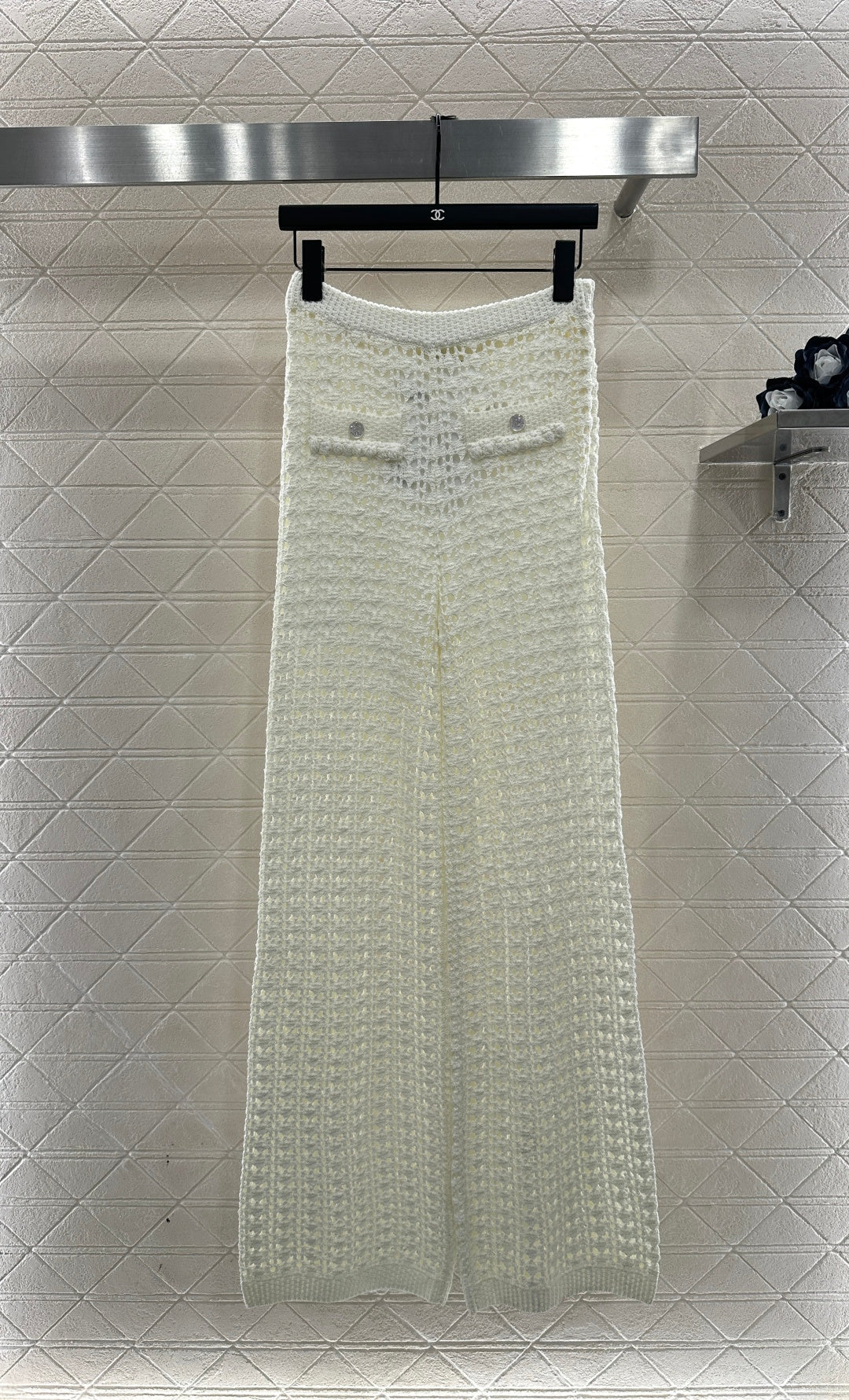 Openwork Knit Wide-Leg Trousers
