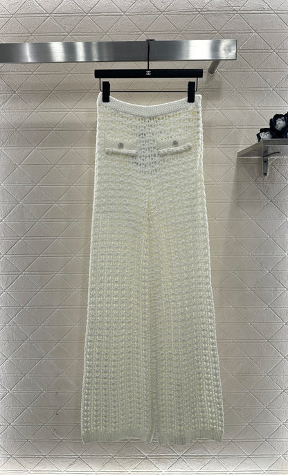 Openwork Knit Wide-Leg Trousers