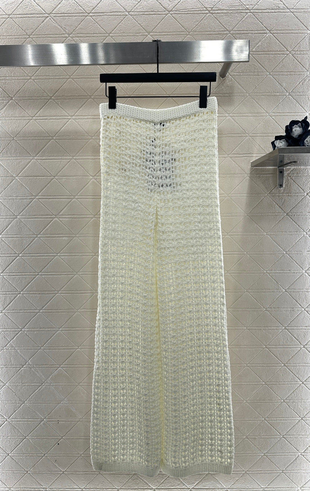 Openwork Knit Wide-Leg Trousers