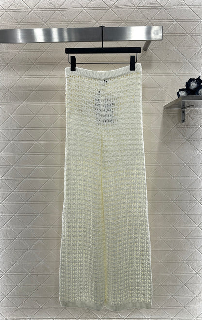 Openwork Knit Wide-Leg Trousers