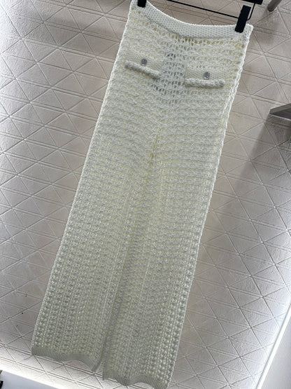 Openwork Knit Wide-Leg Trousers