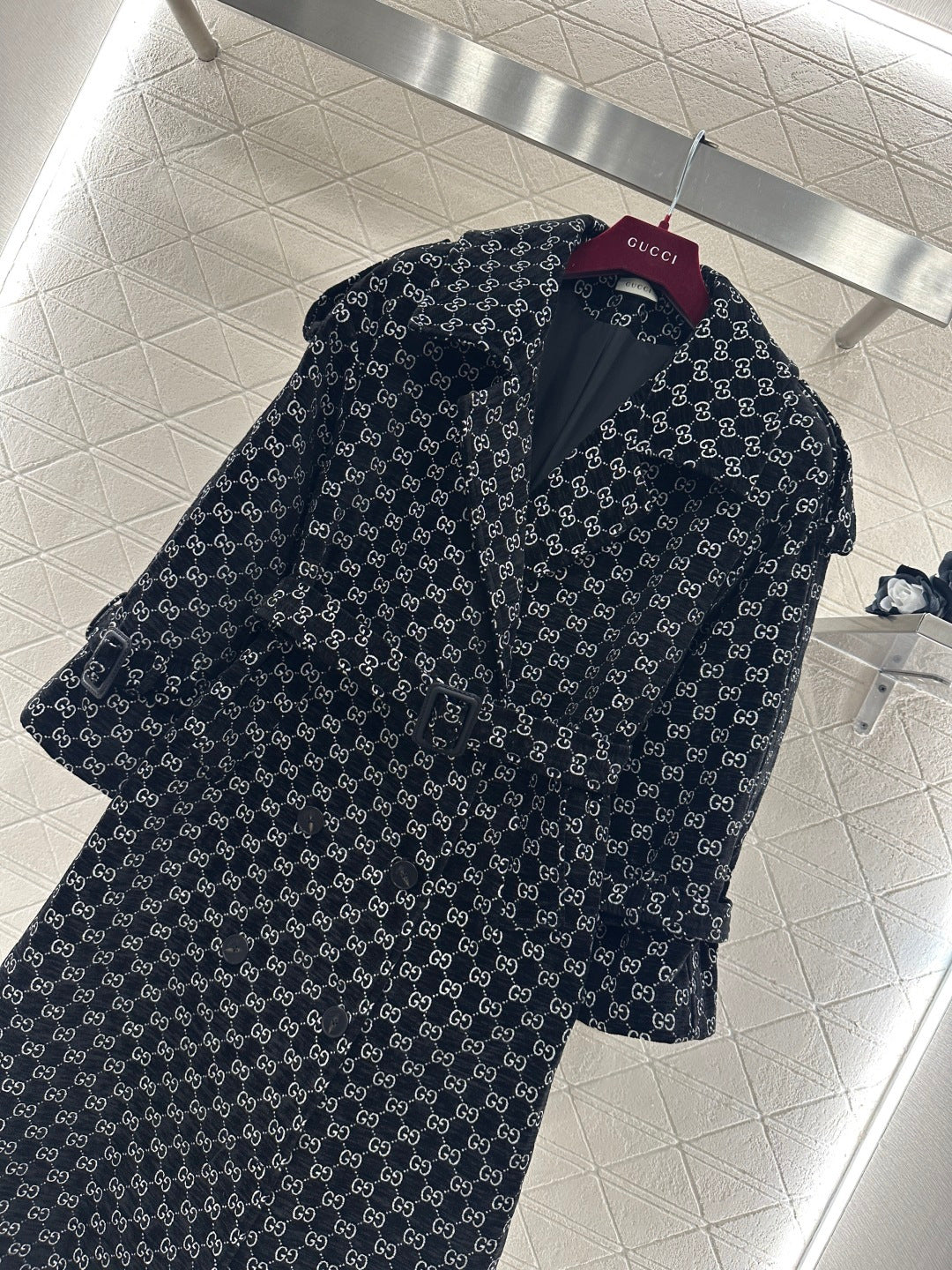 Long Jacquard Collar Suit Coat
