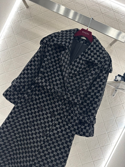 Long Jacquard Collar Suit Coat