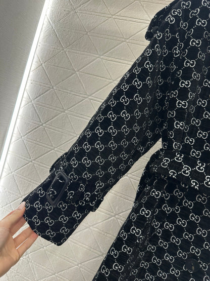 Long Jacquard Collar Suit Coat