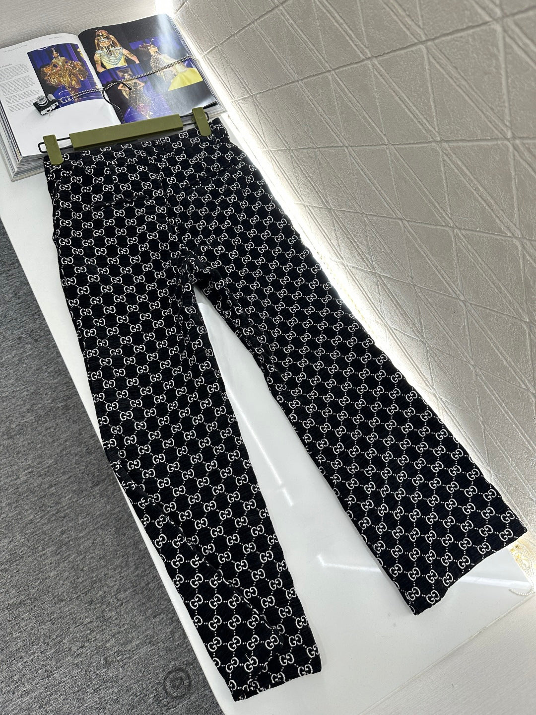 Jacquard Pants with Lapel Collar