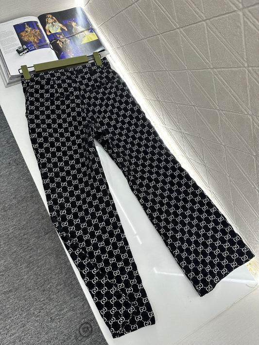 Jacquard Pants with Lapel Collar