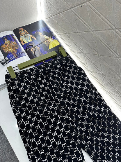 Jacquard Pants with Lapel Collar