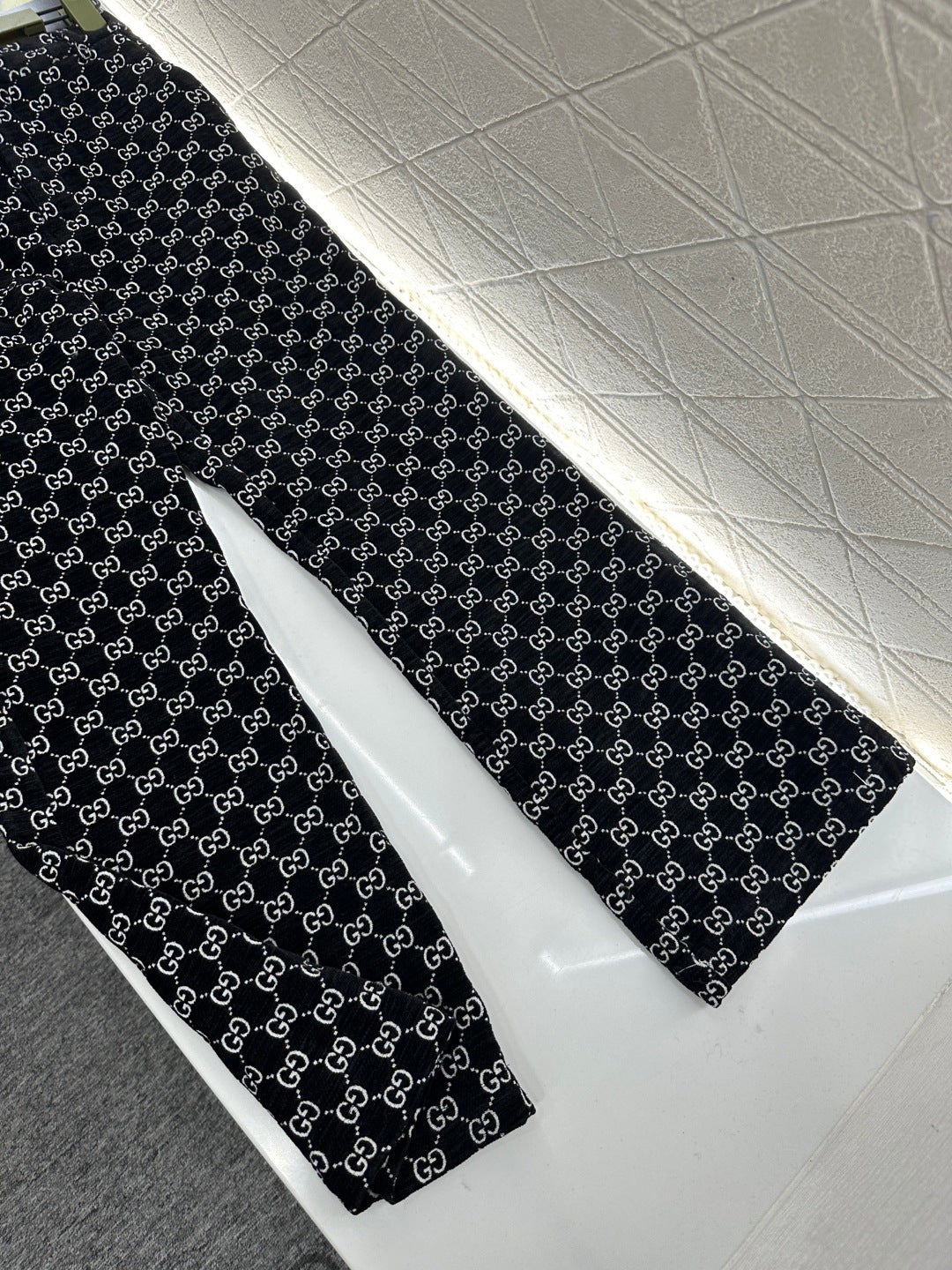Jacquard Pants with Lapel Collar
