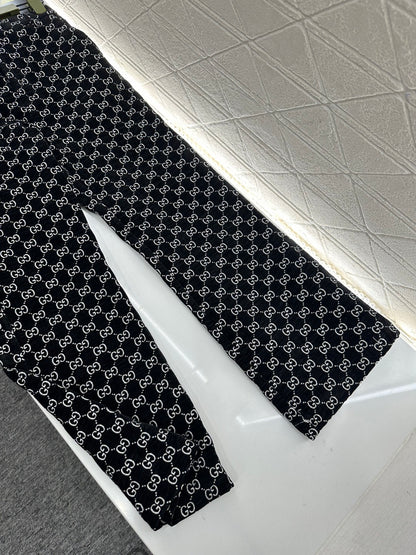 Jacquard Pants with Lapel Collar