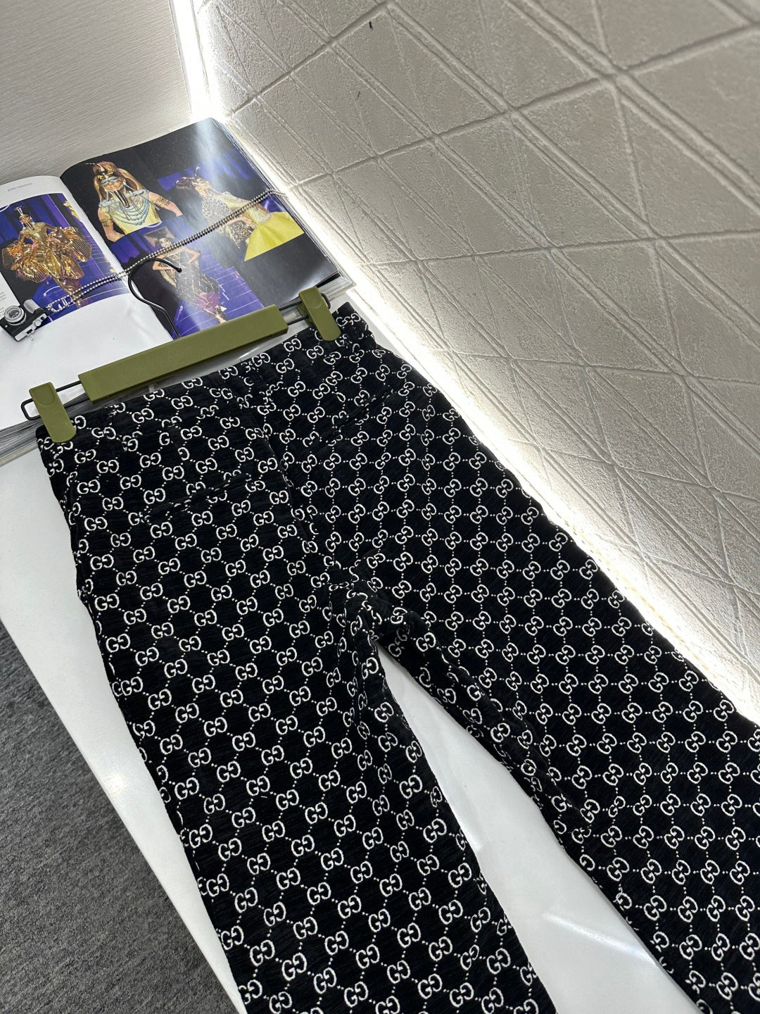 Jacquard Pants with Lapel Collar