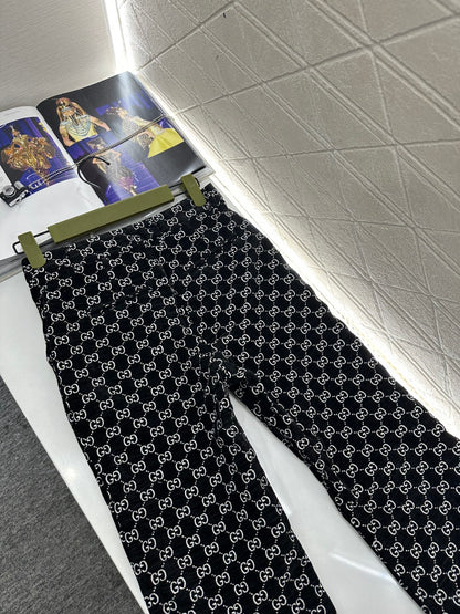 Jacquard Pants with Lapel Collar