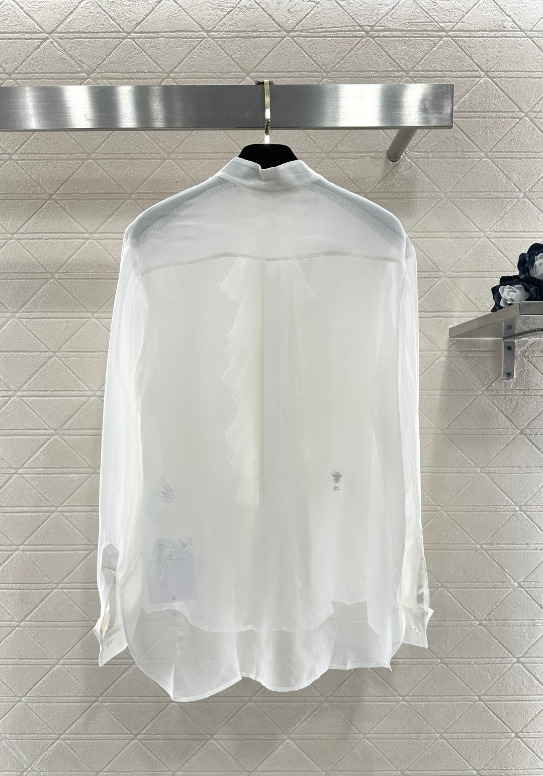 Stacked Cake Collar Silk Shirt