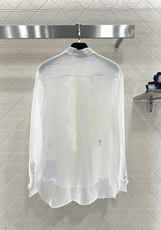 Stacked Cake Collar Silk Shirt