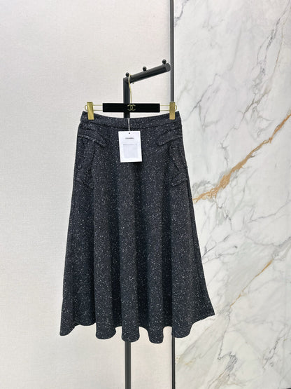 Black Tweed Midi Skirt