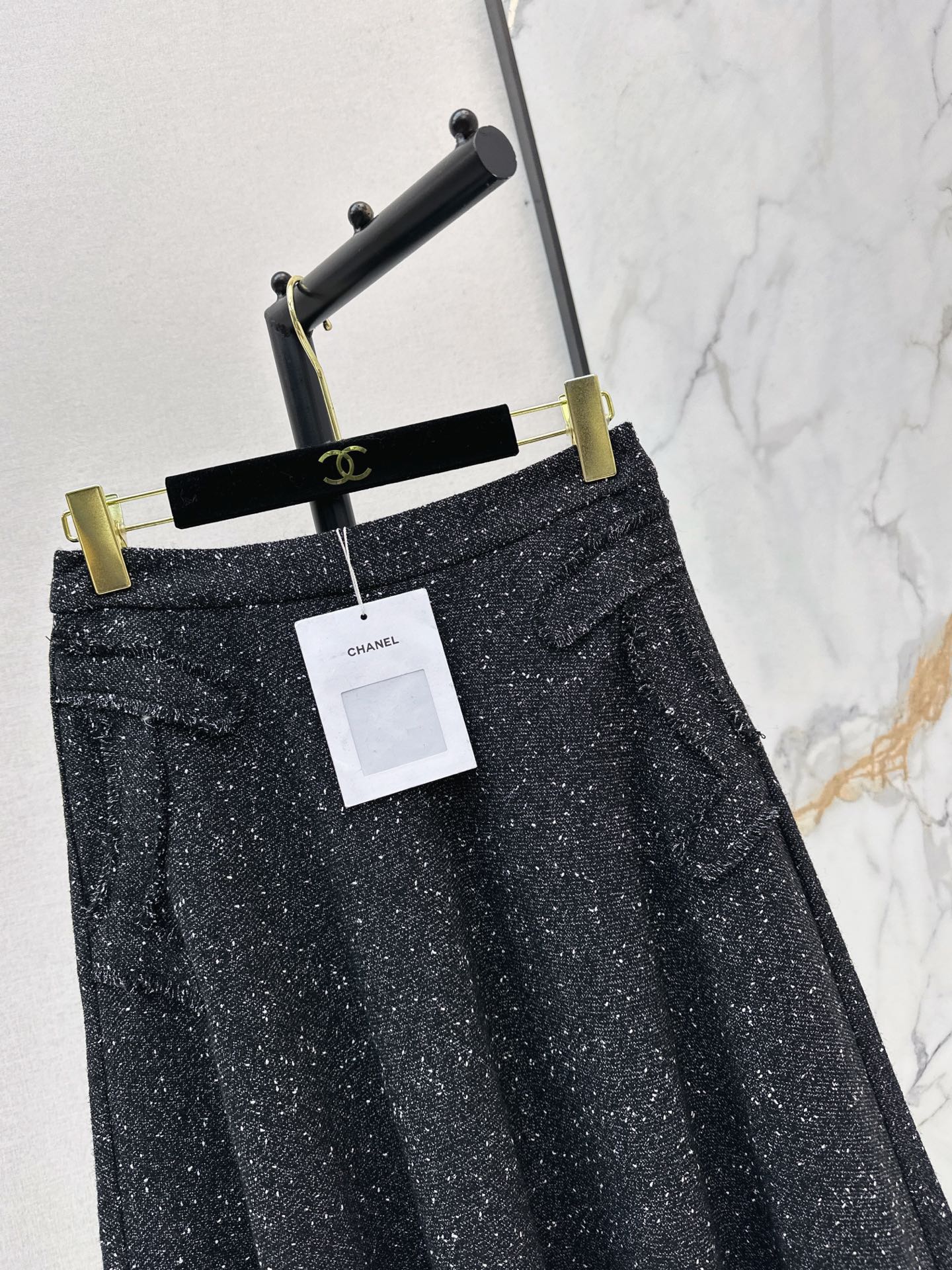 Black Tweed Midi Skirt