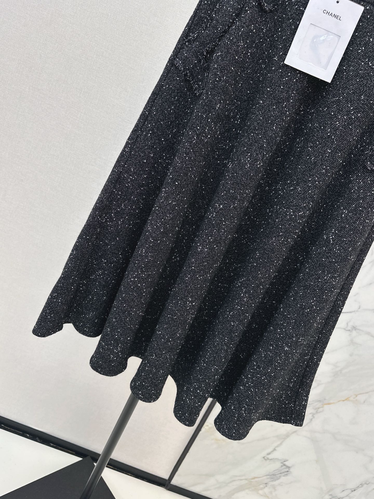 Black Tweed Midi Skirt