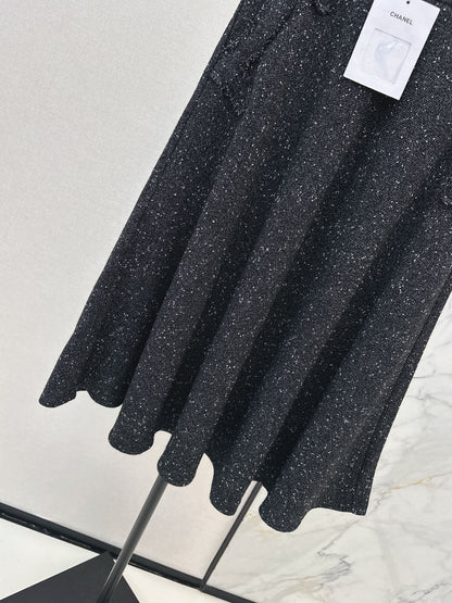 Black Tweed Midi Skirt