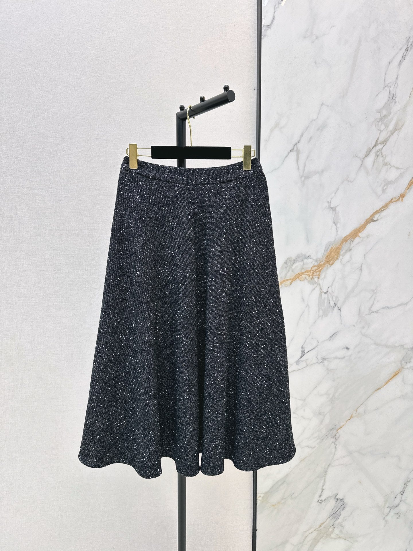 Black Tweed Midi Skirt