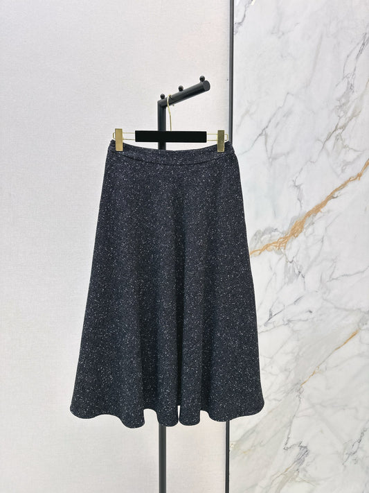 Black Tweed Midi Skirt