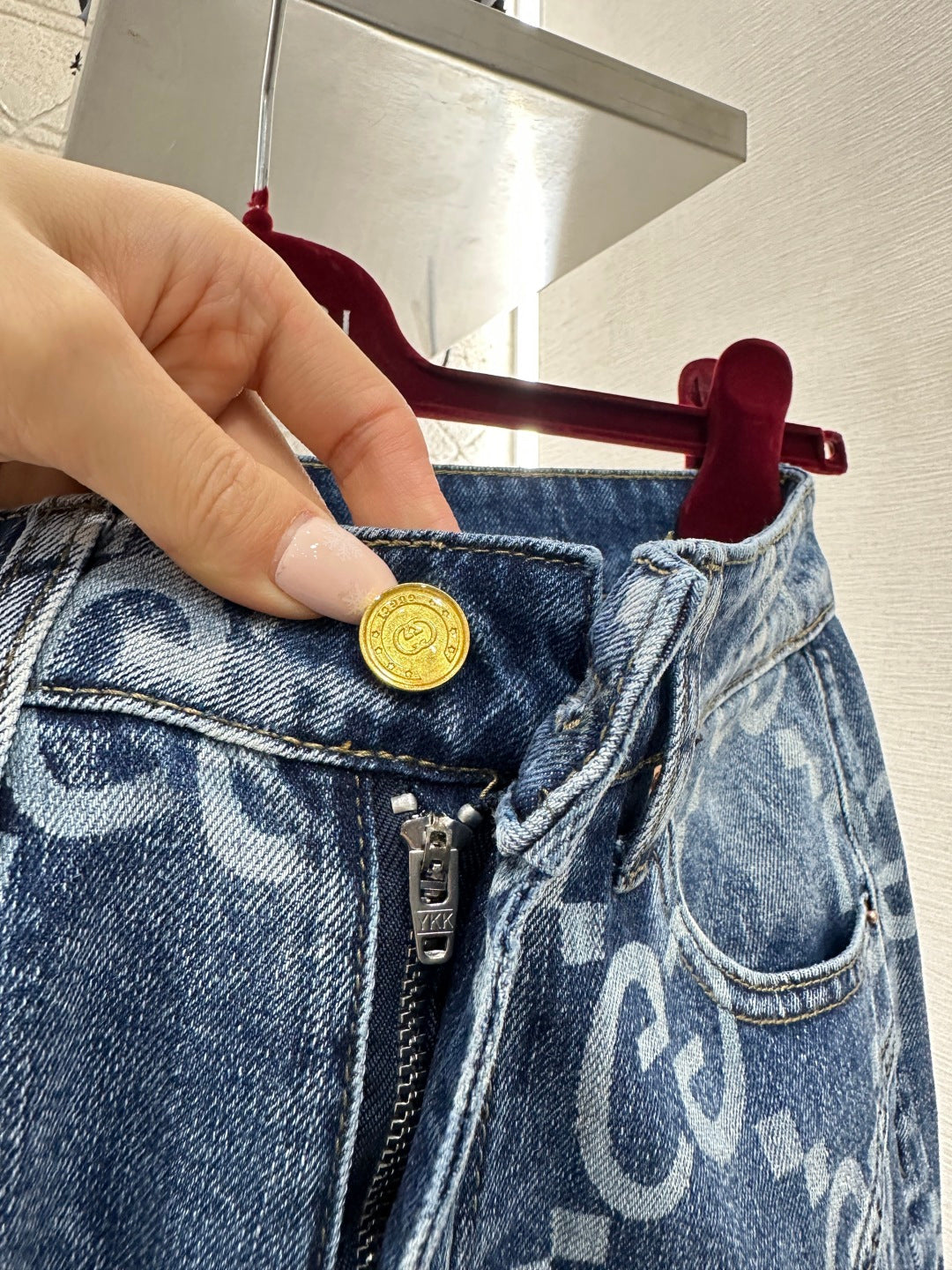 Printed Flared Denim Pants