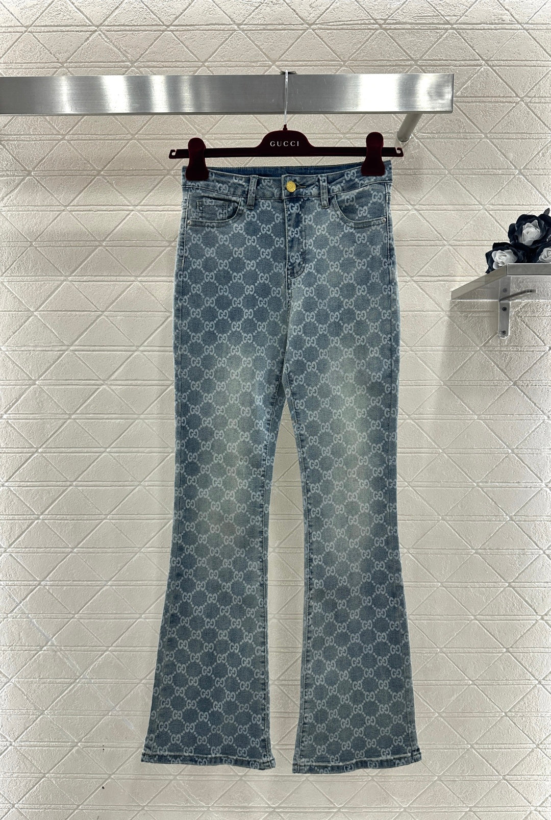 Laser-Printed Flared Jeans