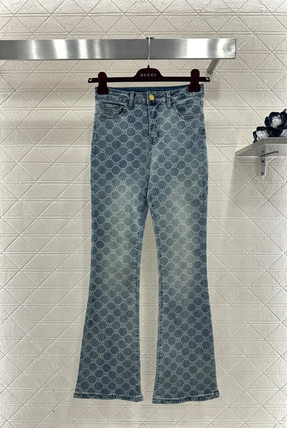 Laser-Printed Flared Jeans