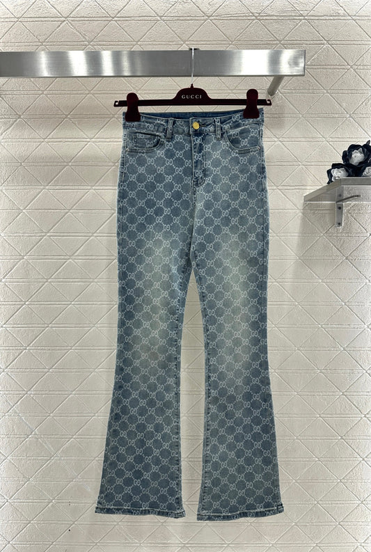 Laser-Printed Flared Jeans