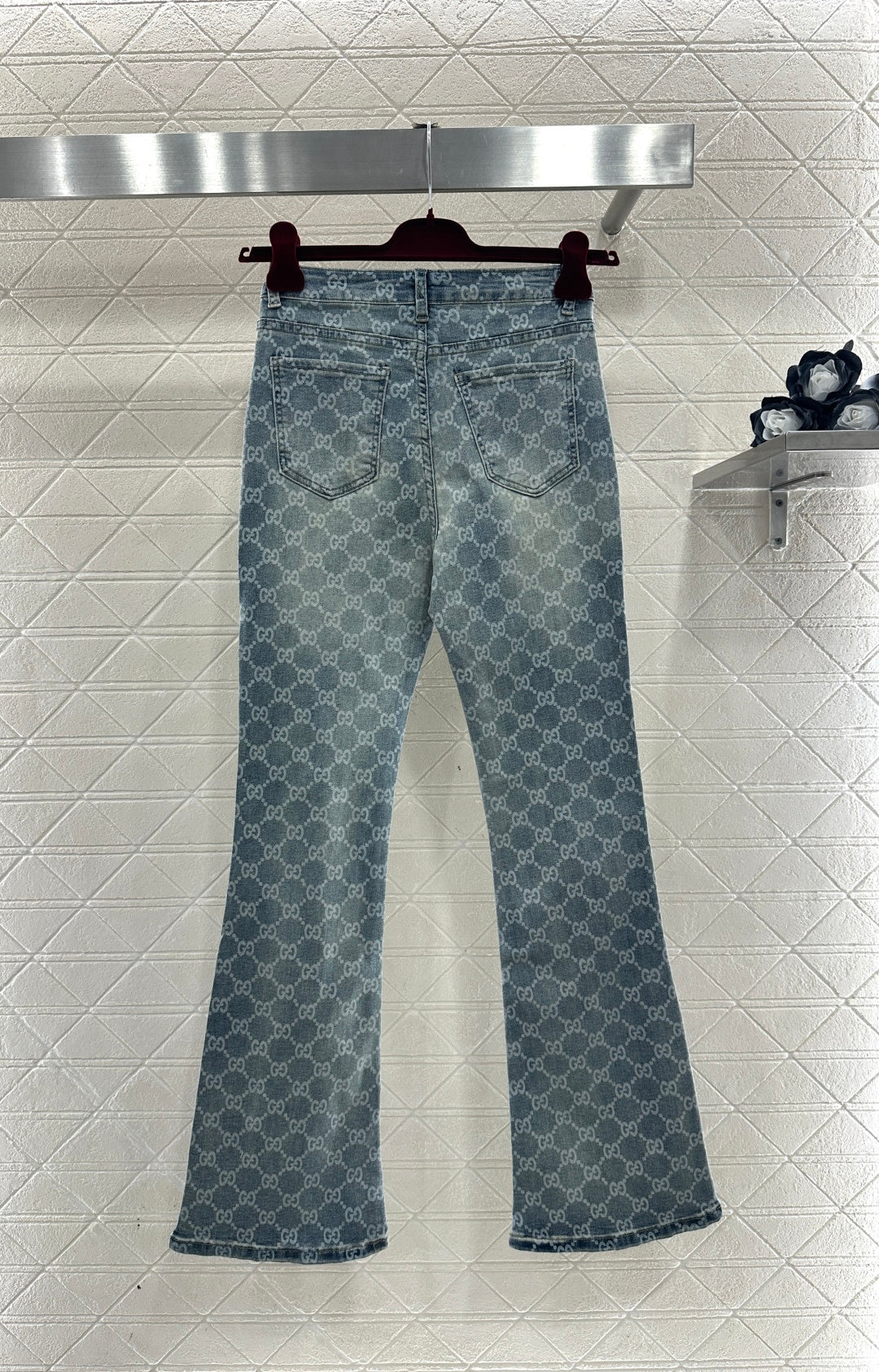 Laser-Printed Flared Jeans