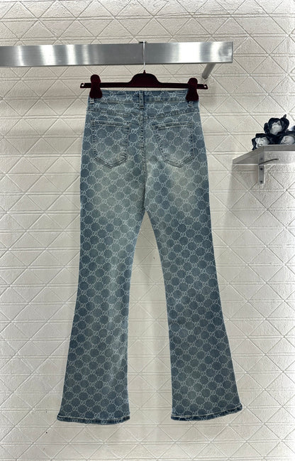 Laser-Printed Flared Jeans