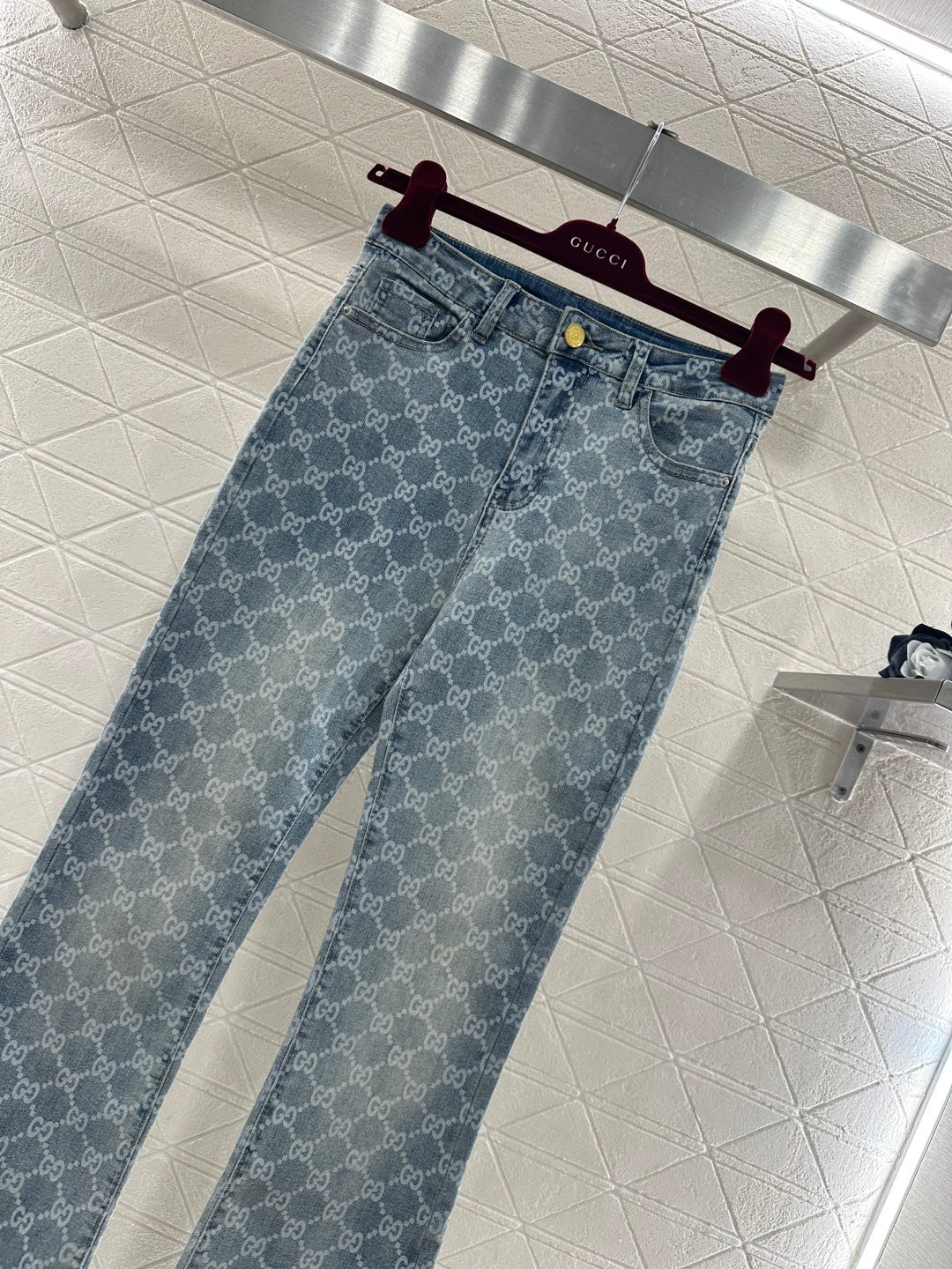 Laser-Printed Flared Jeans