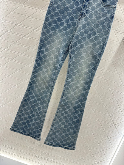 Laser-Printed Flared Jeans