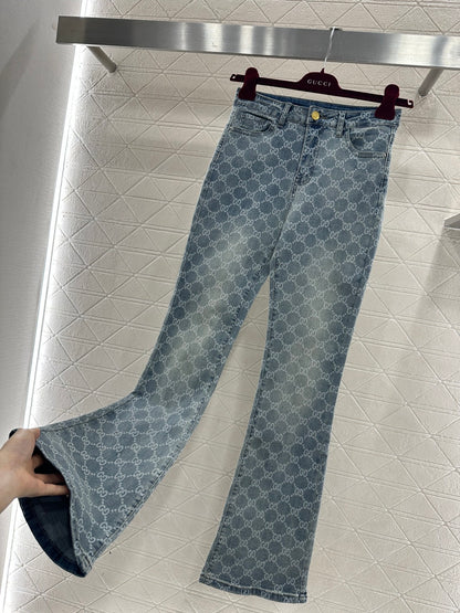 Laser-Printed Flared Jeans