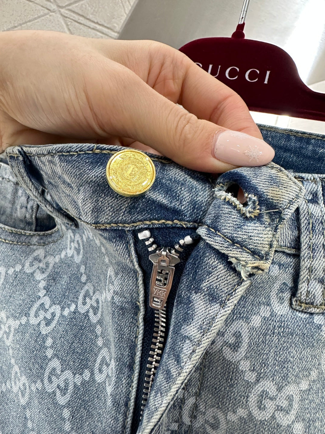 Laser-Printed Flared Jeans
