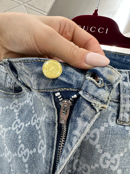 Laser-Printed Flared Jeans