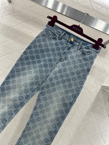 Laser-Printed Flared Jeans