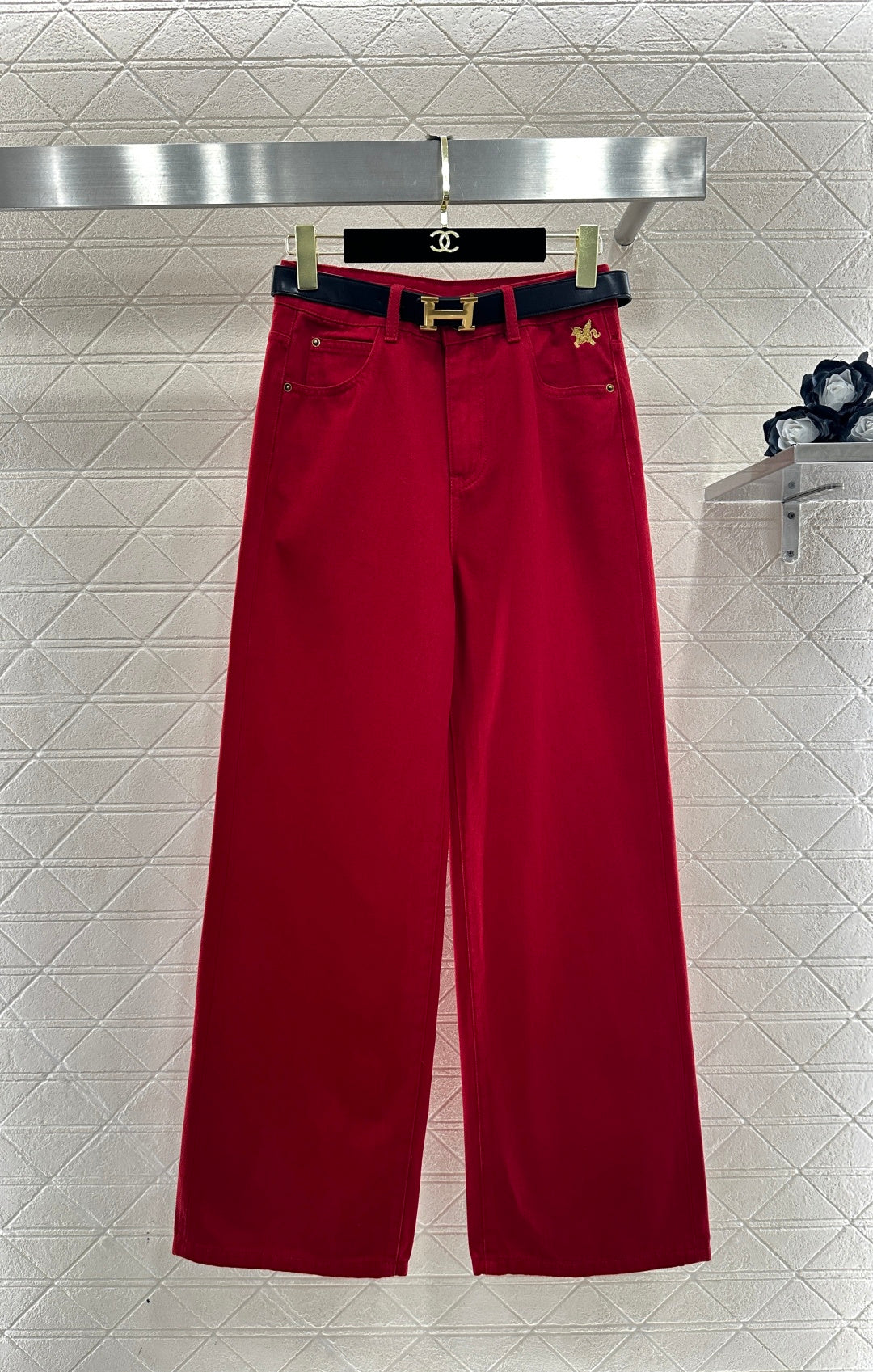 Belted Straight Leg Jeans