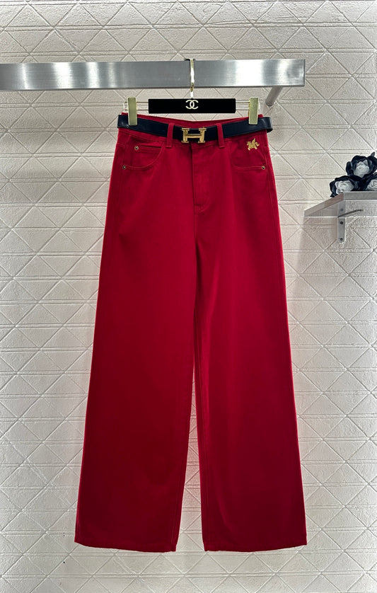 Belted Straight Leg Jeans