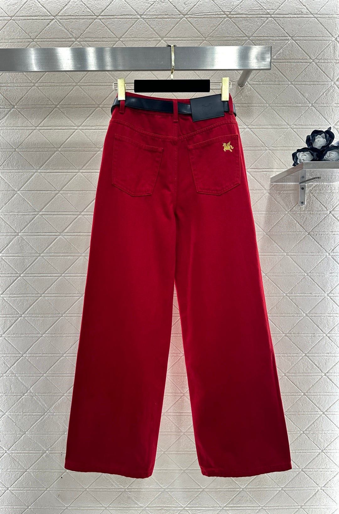 Belted Straight Leg Jeans
