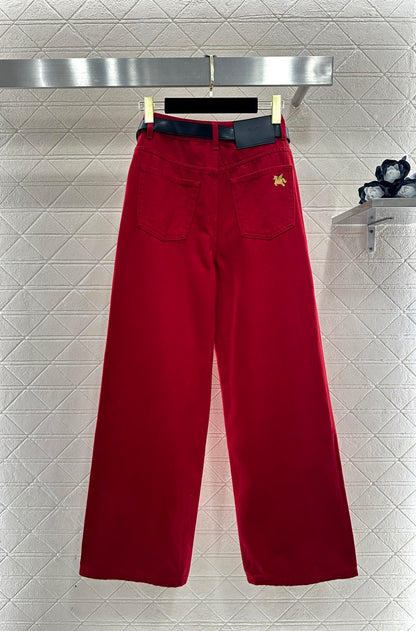 Belted Straight Leg Jeans