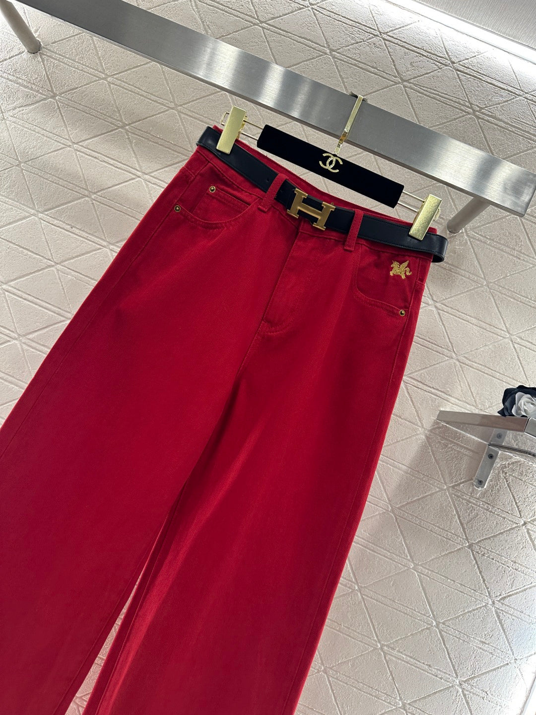 Belted Straight Leg Jeans