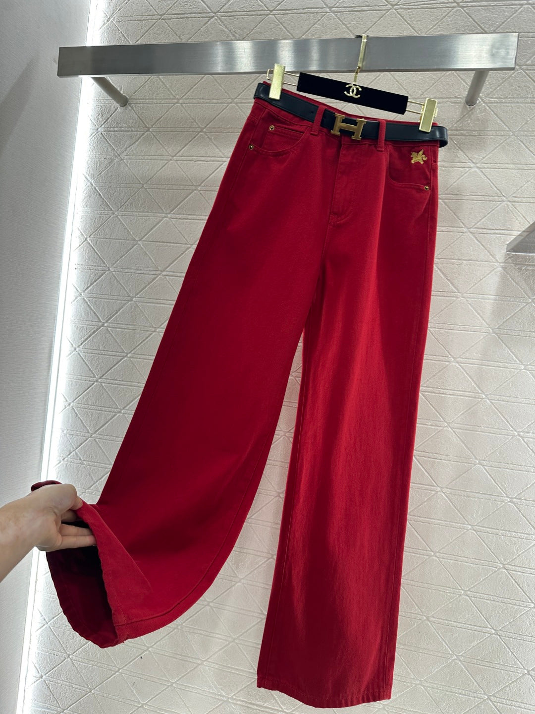 Belted Straight Leg Jeans