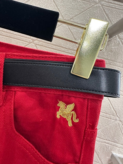 Belted Straight Leg Jeans