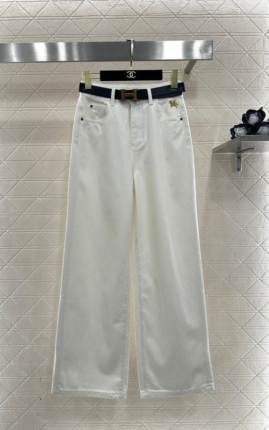 Belted Straight Leg Jeans