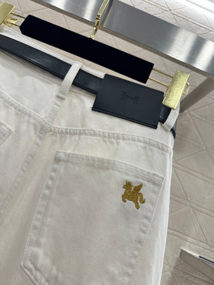 Belted Straight Leg Jeans
