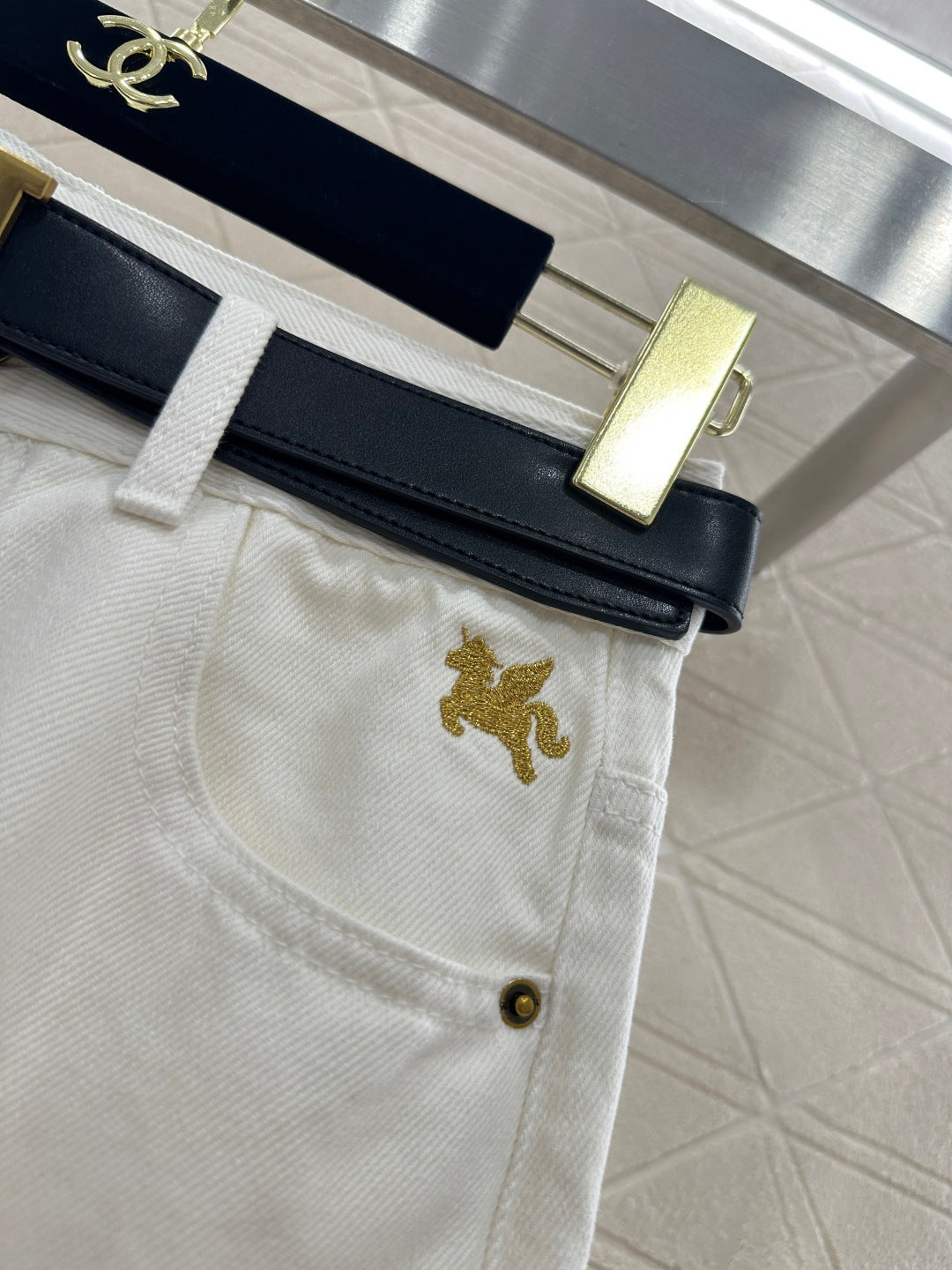 Belted Straight Leg Jeans